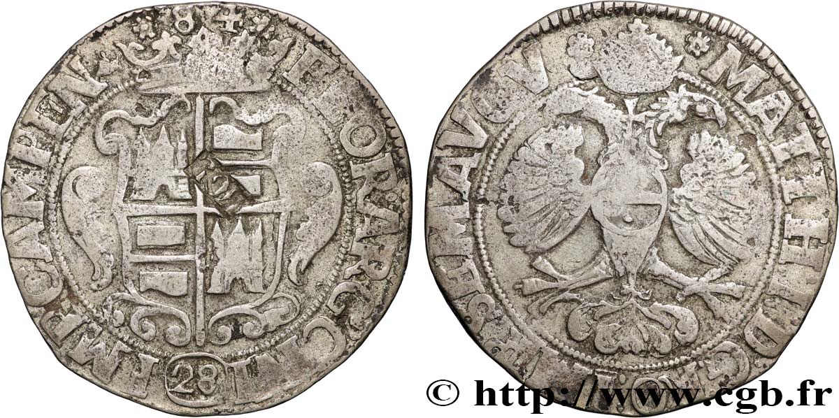 NETHERLANDS - HOLLAND 28 Stuivers / 1 Florin contremarqué sur un florin de Campen  (1693)  VF 