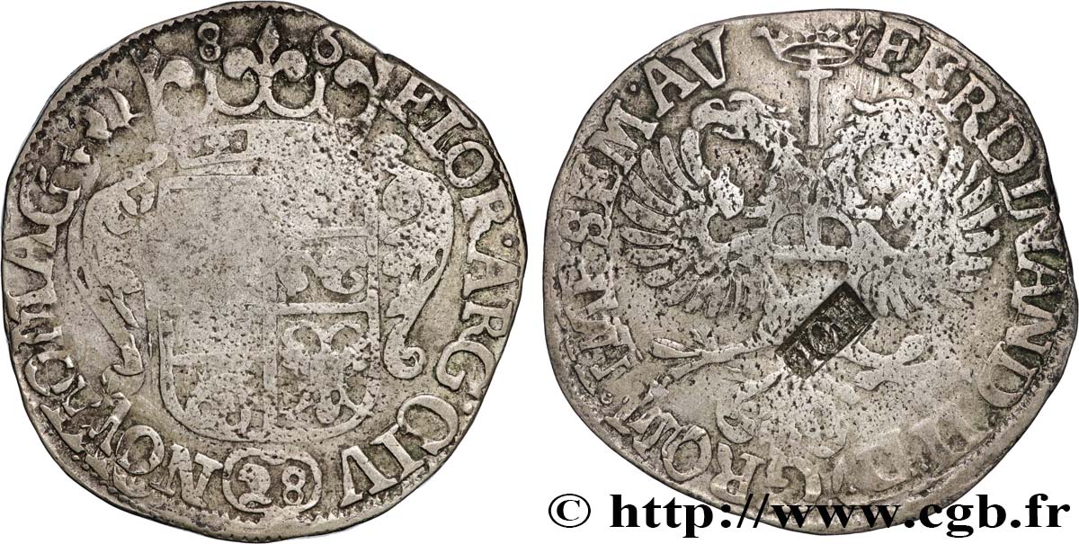 NIEDERLANDE - VEREINIGTEN PROVINZEN  - HOLLAND 28 Stuivers / 1 Florin contremarqué sur un florin de Deventer de 1686 (1693)  fSS 