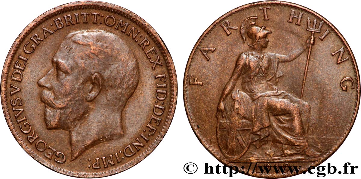 ROYAUME-UNI 1 Farthing Georges V 1919  TTB 