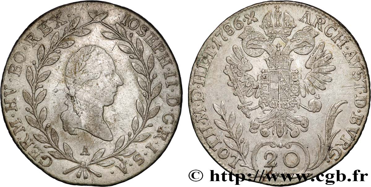 AUSTRIA 20 Kreuzer Joseph II 1786 Vienne MBC/MBC+ 