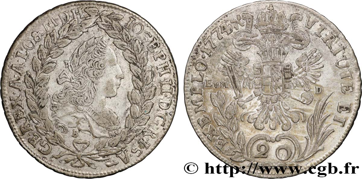 AUTRICHE 20 Kreuzer Joseph II 1774 Kremnitz TTB+ 