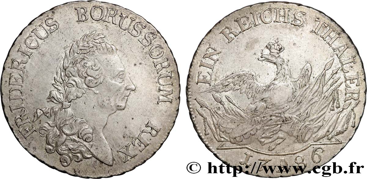 GERMANY - KINGDOM OF PRUSSIA - FREDERICK II THE GREAT Thaler  1786 Berlin XF 