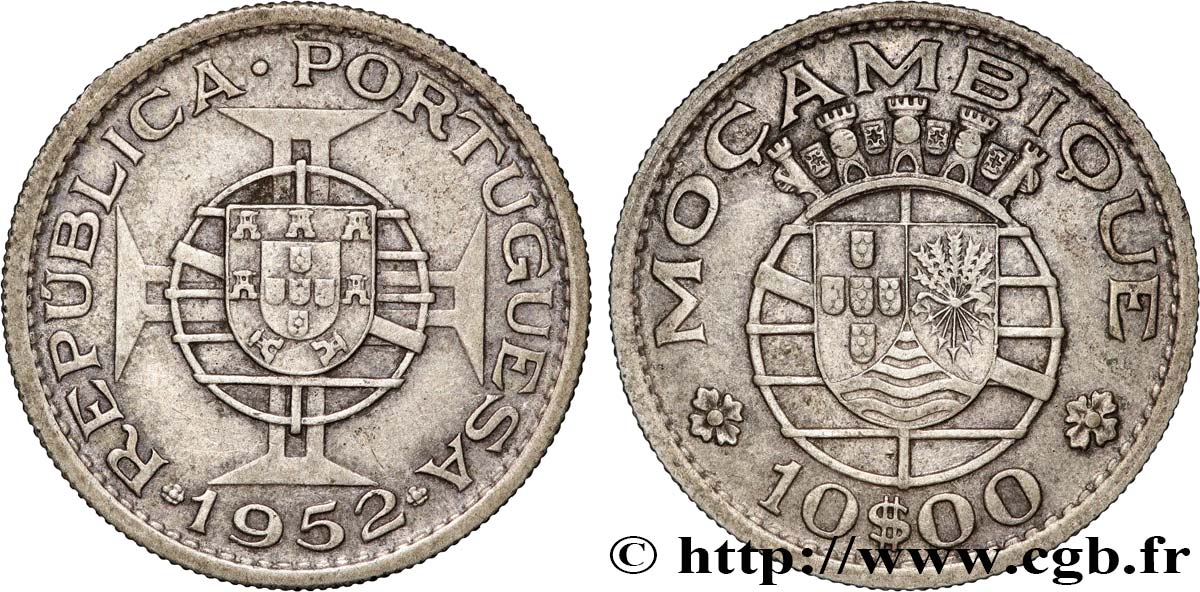 MOZAMBIQUE 10 Escudos 1952  TTB 