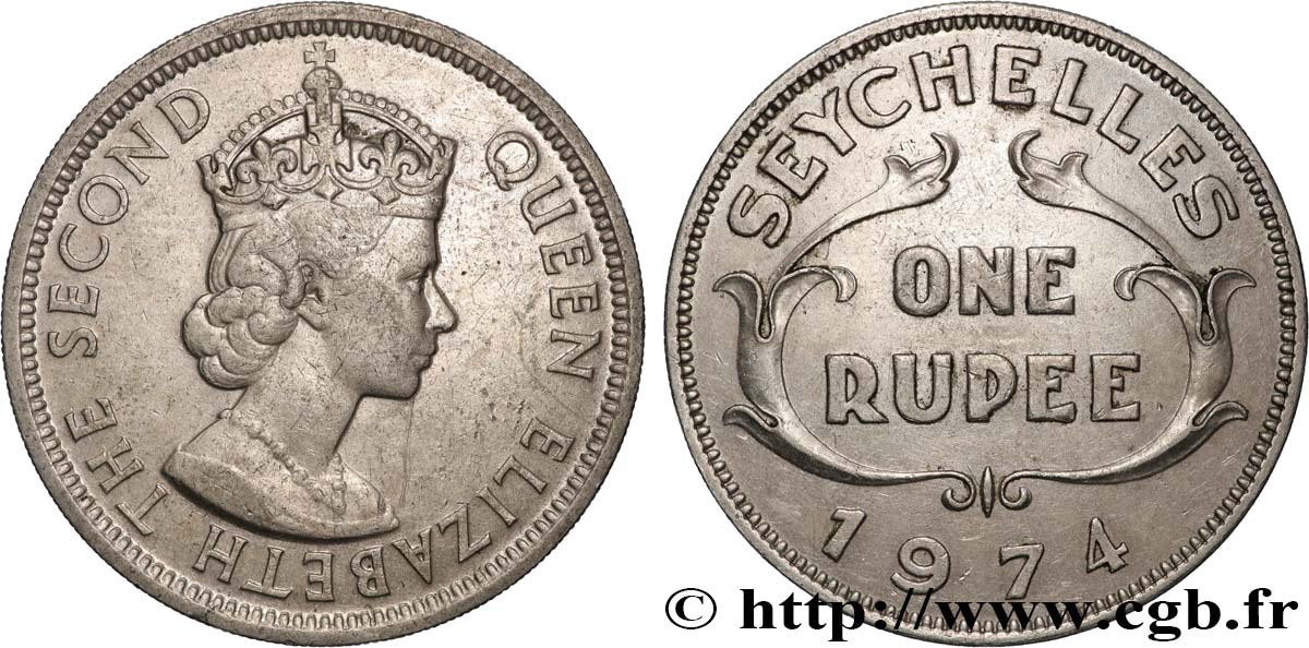 SEYCHELLES 1 Rupee (Roupie) Elisabeth II 1974 Royal Mint MBC 