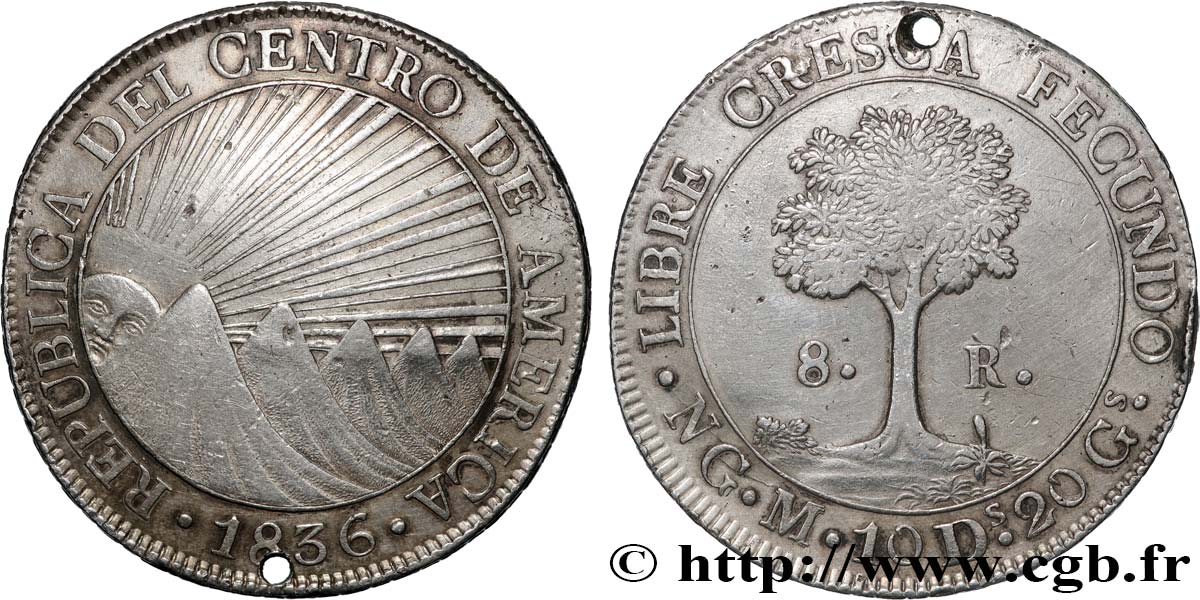 COSTA RICA - RÉPUBLIQUE DE L AMÉRIQUE CENTRALE 8 reales 1836 Guatemala XF 