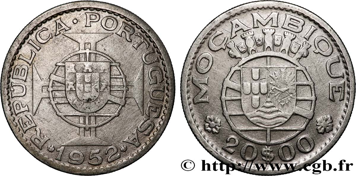 MOZAMBIK 20 Escudos colonie portugaise du Mozambique 1952  fSS 