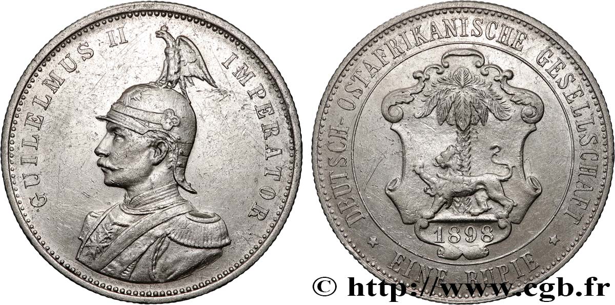 DEUTSCH-OSTAFRIKA 1 Roupie Guillaume II 1898 Berlin SS 