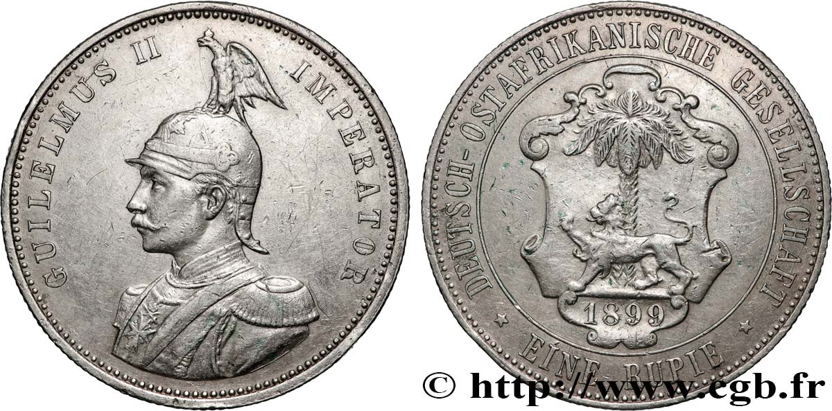 AFRIQUE ORIENTALE ALLEMANDE - GUILLAUME II 1 Rupie (Roupie)  1899 Berlin TTB 