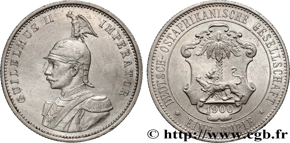 GERMAN EAST AFRICA 1 Rupie (Roupie) Guillaume II 1900 Berlin AU 