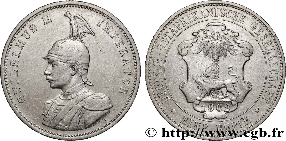 GERMAN EAST AFRICA 1 Rupie (Roupie) Guillaume II 1902 Berlin XF 