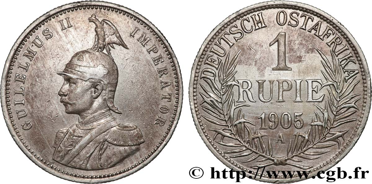 AFRIQUE ORIENTALE ALLEMANDE - GUILLAUME II 1 Rupie (Roupie)  1905 Berlin BB 