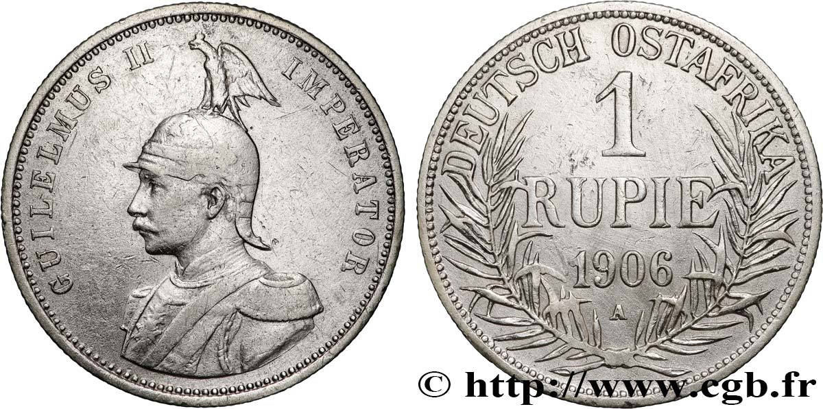 AFRIQUE ORIENTALE ALLEMANDE - GUILLAUME II 1 Rupie (Roupie) Guillaume II 1906 Berlin MBC 