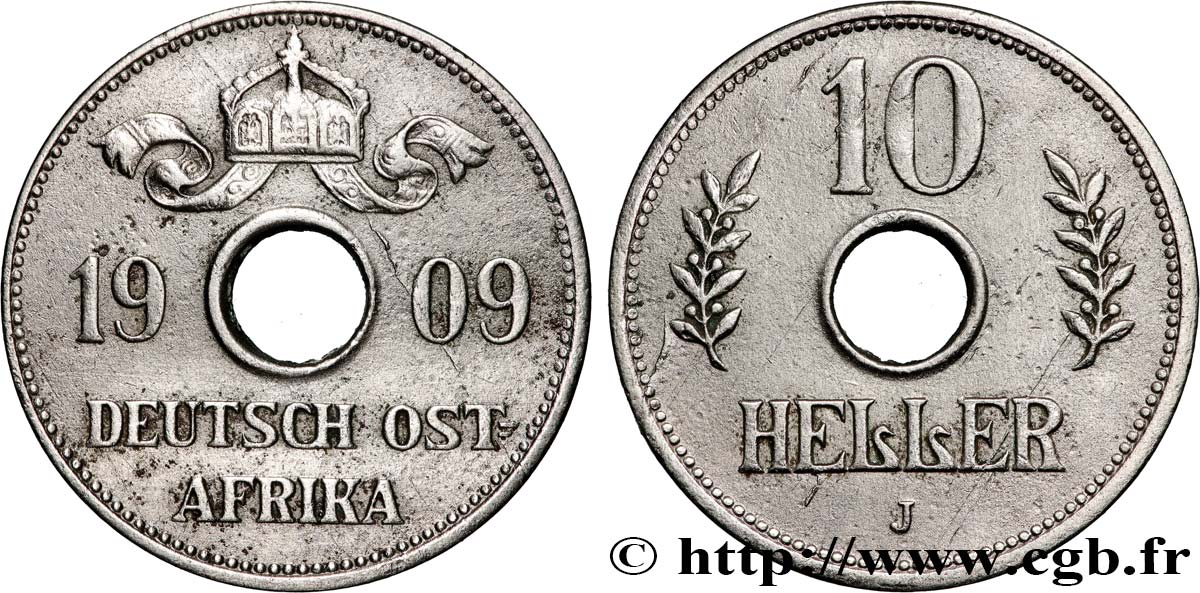 DEUTSCH-OSTAFRIKA 10 Heller Deutch Ost-Africa 1909 Hambourg SS 