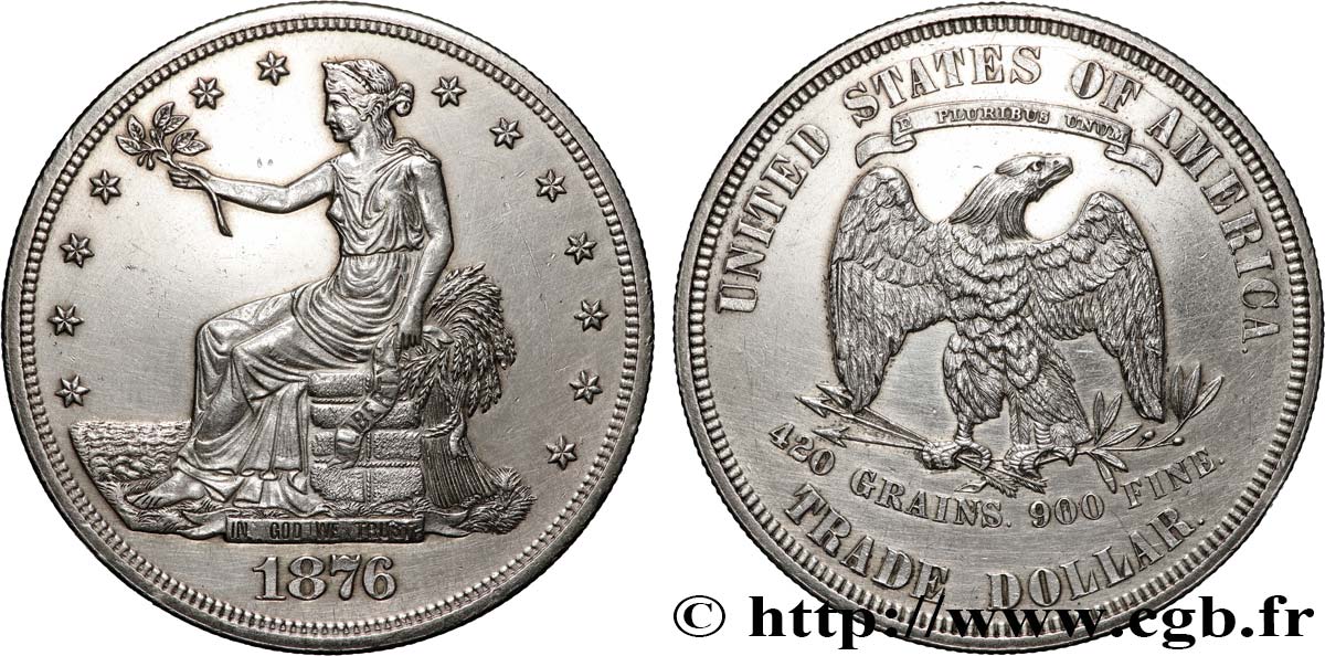 ÉTATS-UNIS D AMÉRIQUE 1 Dollar type “trade Dollar” aigle et liberté assise 1876 Philadelphie SUP 