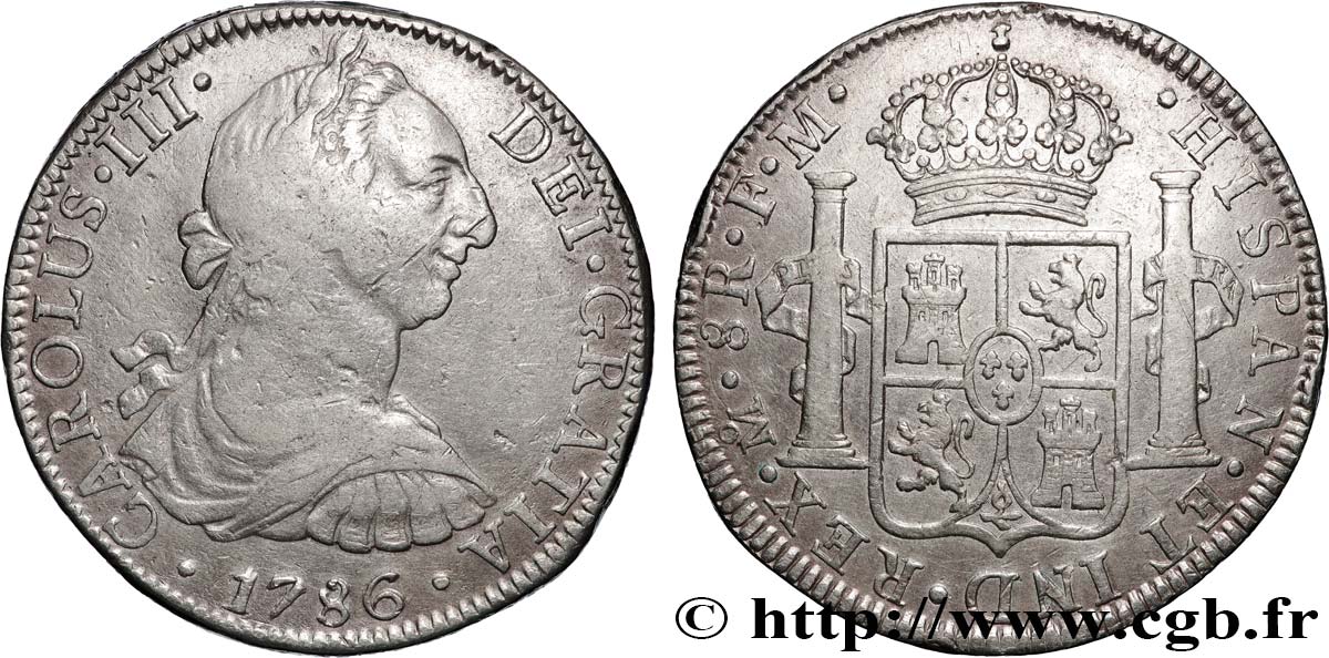 MEXICO - CHARLES III 8 Reales  1786 Mexico VF/XF 