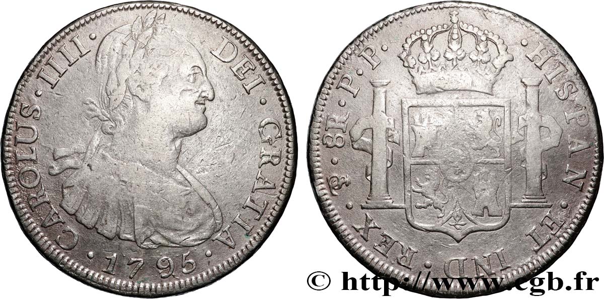 BOLIVIA - CHARLES IV 8 Reales  1795 Potosi VF 