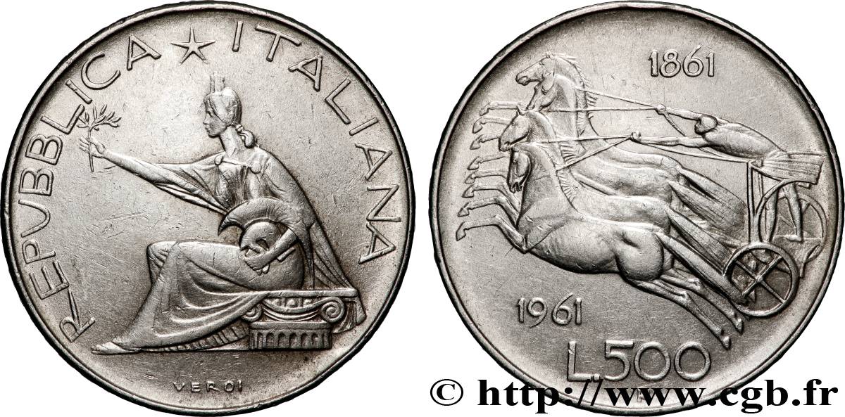 ITALIE 500 Lire Centenaire de l’Unité Italienne 1961 Rome SUP 