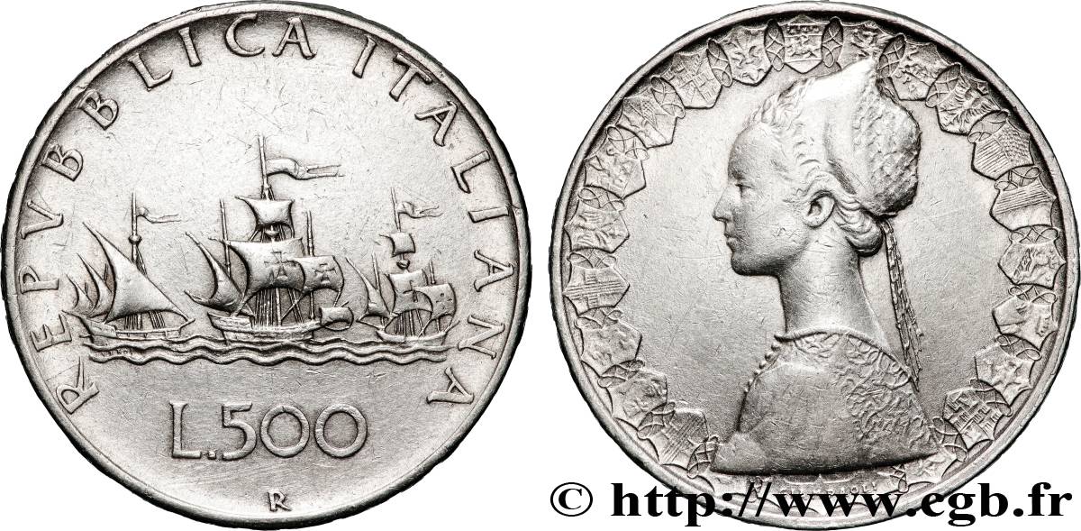 ITALIEN 500 Lire “caravelles” 1958 Rome fVZ 