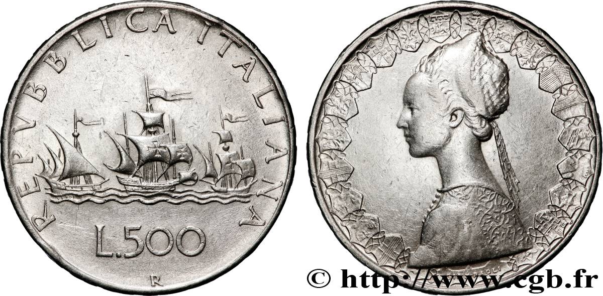 ITALIE 500 Lire “caravelles” 1958 Rome TTB+ 