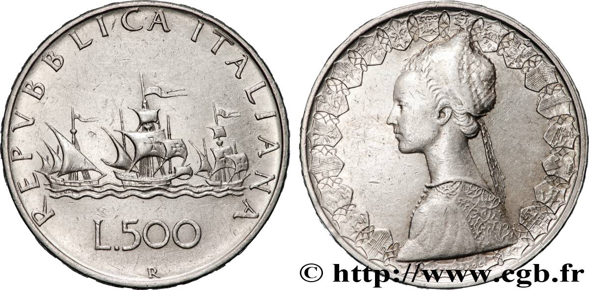 ITALIE 500 Lire “caravelles” 1959 Rome TTB+ 