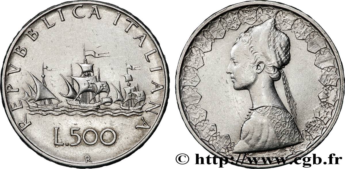 ITALIE 500 Lire “caravelles” 1960 Rome TTB+ 