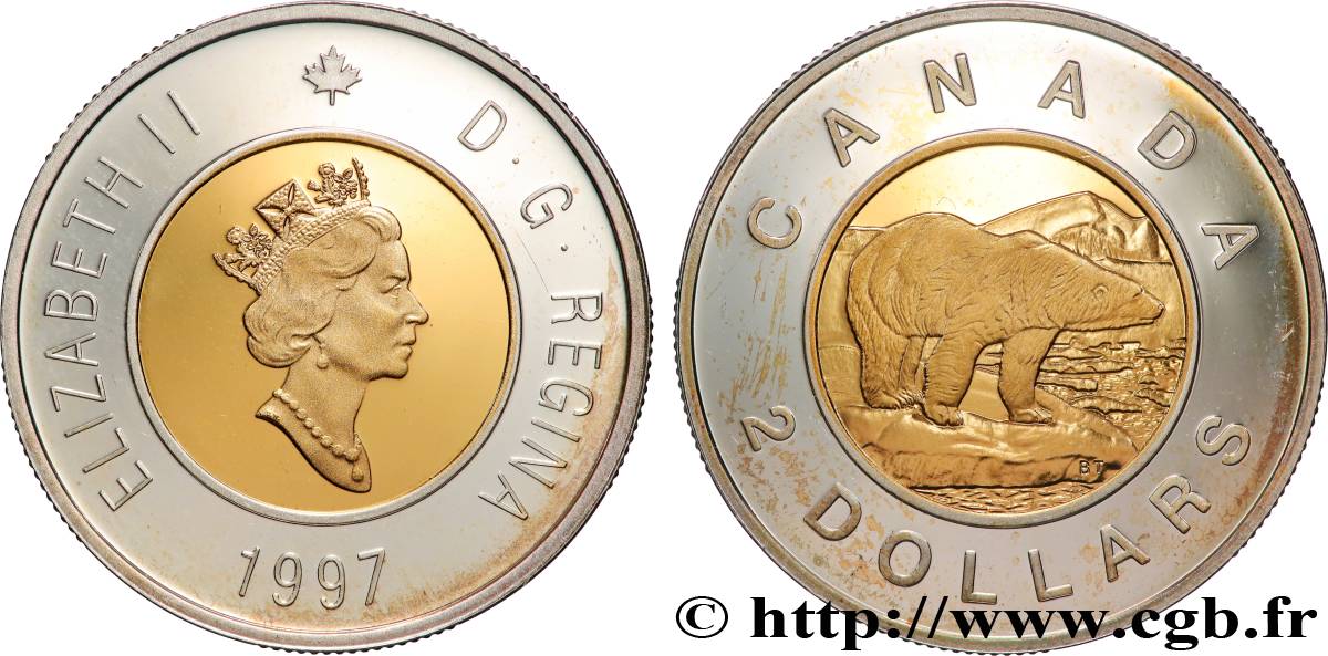 CANADA 2 Dollars Proof Elisabeth II / ours polaire 1997  MS 