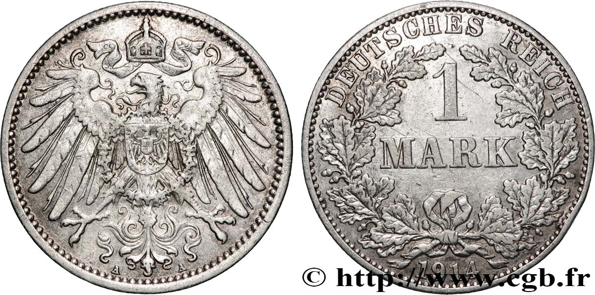 GERMANIA 1 Mark Empire aigle impérial 1914 Berlin q.SPL 