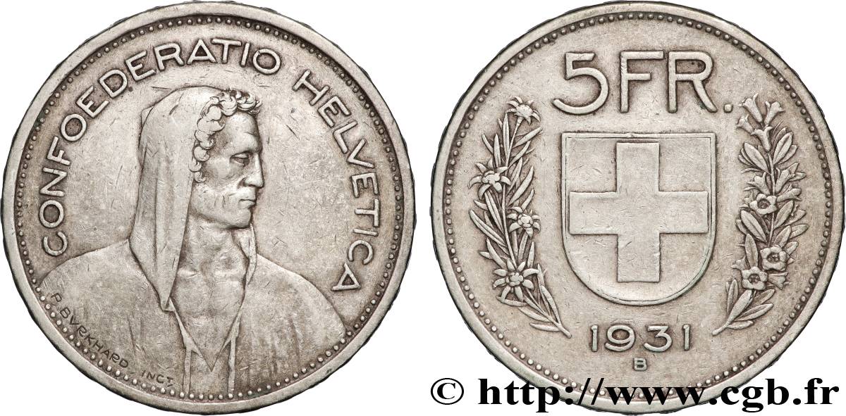 SCHWEIZ 5 Francs Berger des alpes 1931 Berne SS 