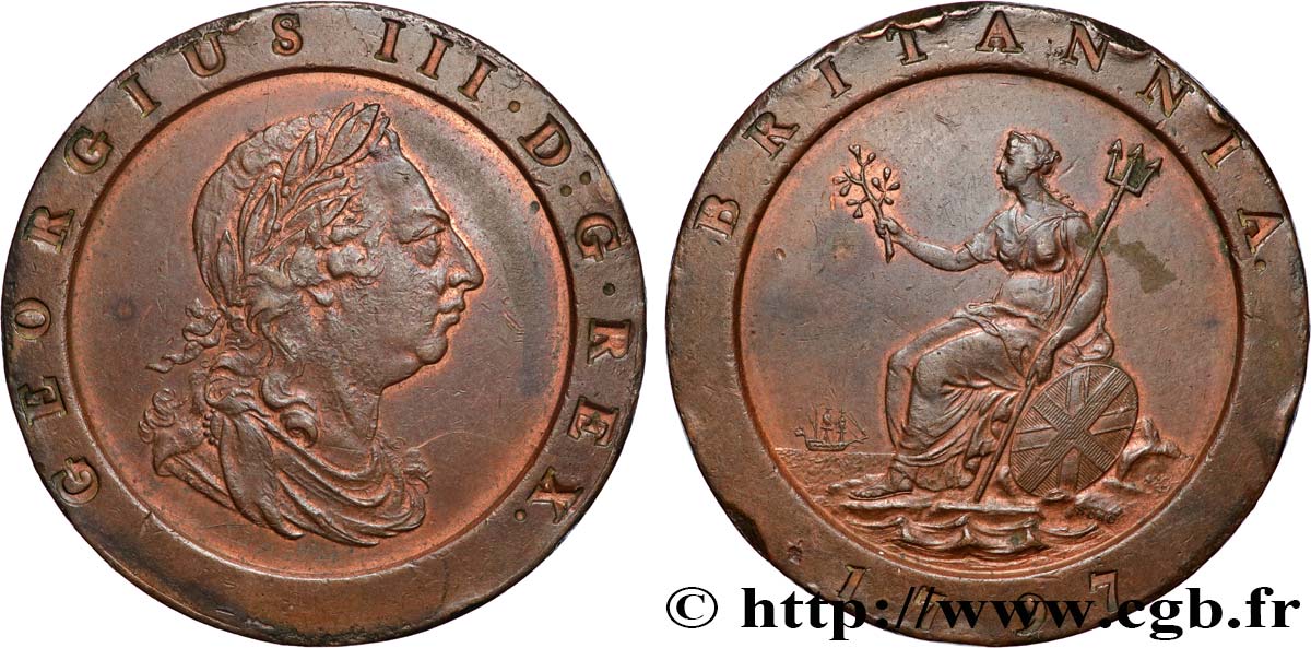 GRAN BRETAÑA - JORGE III 2 Pence  1797 Soho MBC+ 