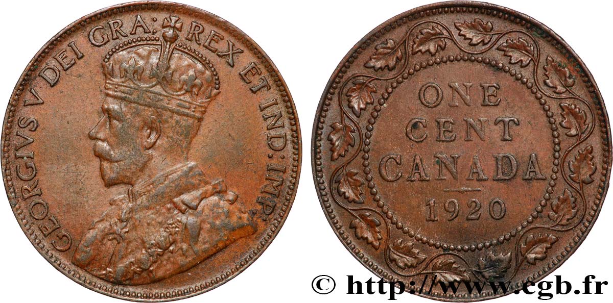 CANADA 1 Cent Georges V 1920  TTB+ 