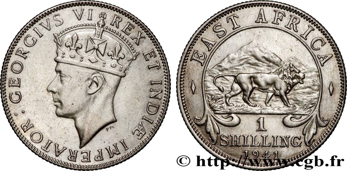 AFRIQUE DE L EST 1 Shilling Georges VI / lion 1941 Bombay - I TTB+ 