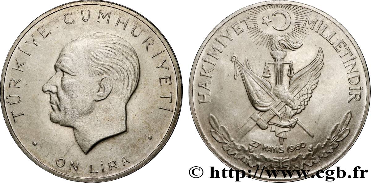 TURQUíA 10 Lira 27e anniversaire de la révolution de Mai 1960  MBC+ 