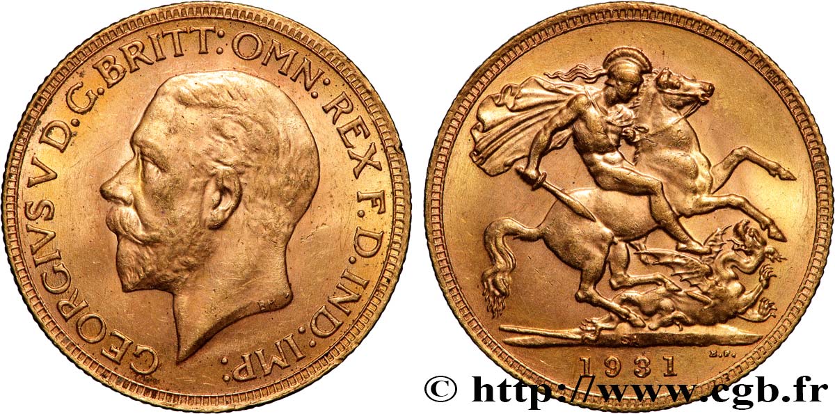 OR, PALLADIUM ET PLATINE INVESTISSEMENT 1 Souverain Georges V 1931 Afrique du Sud SUP 