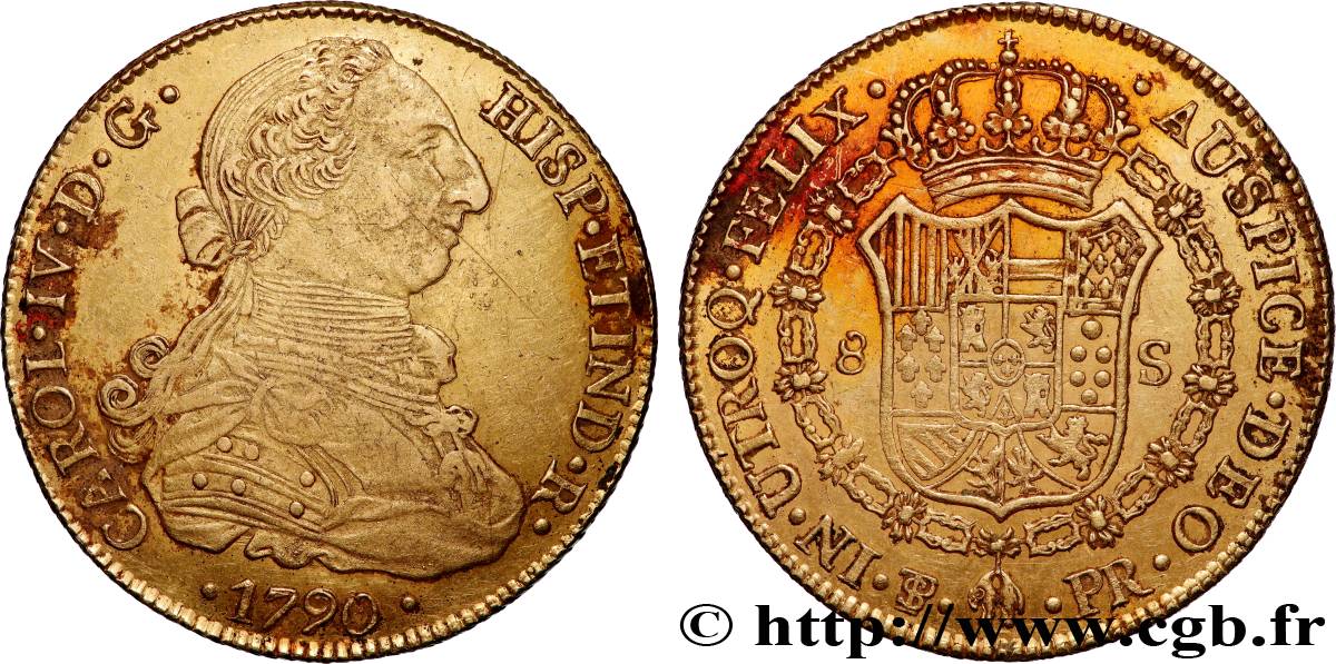 BOLIVIE - CHARLES IV 8 Escudos 1790 Potosi TTB 