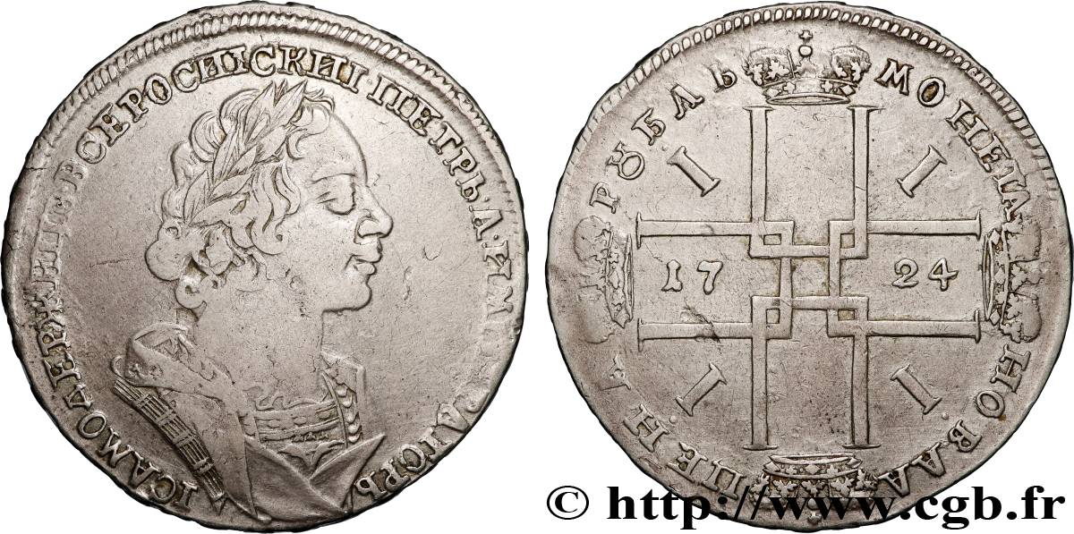 RUSSLAND- PETER I. DER GROSSE Rouble 1724 Moscou fSS 