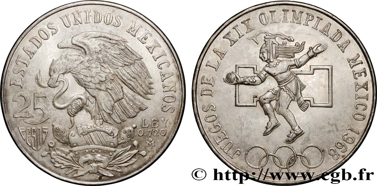 MEXIQUE 25 Pesos Jeux Olympiques de Mexico 1968 Mexico SPL 