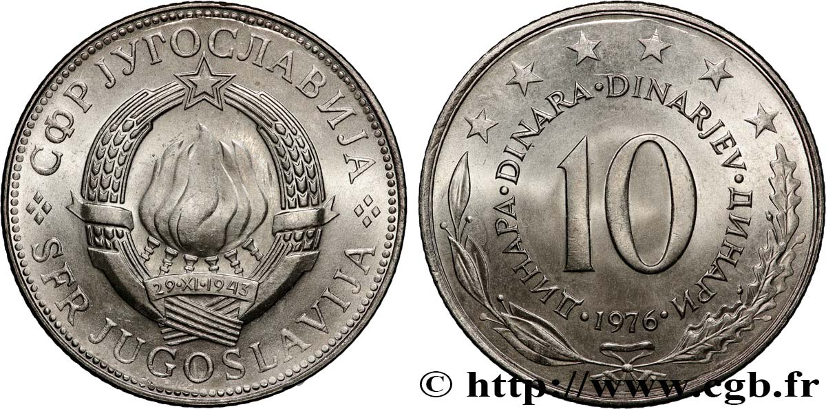 YUGOSLAVIA 10 Dinara 1976  SC 