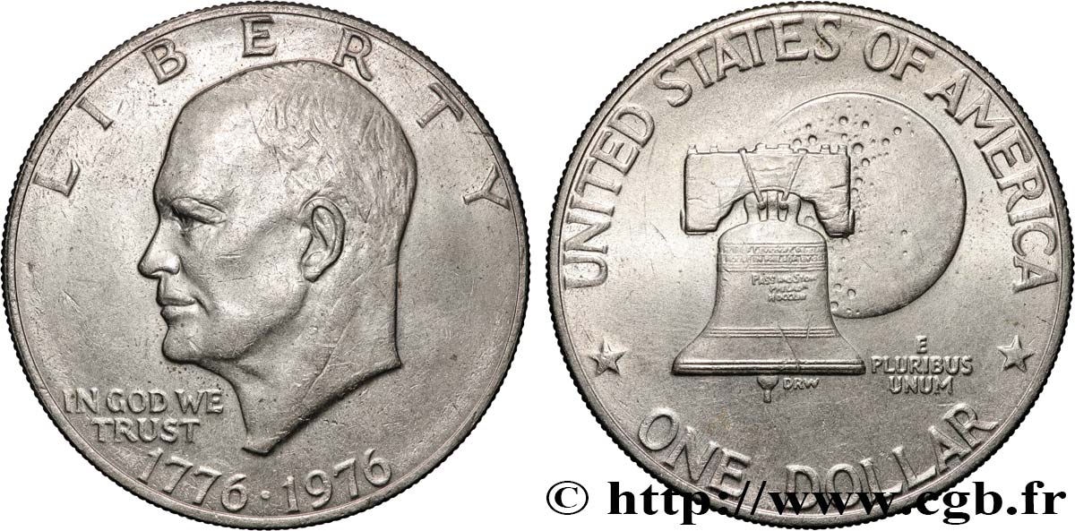 ÉTATS-UNIS D AMÉRIQUE 1 Dollar Eisenhower bicentenaire 1976 Philadelphie TTB+ 