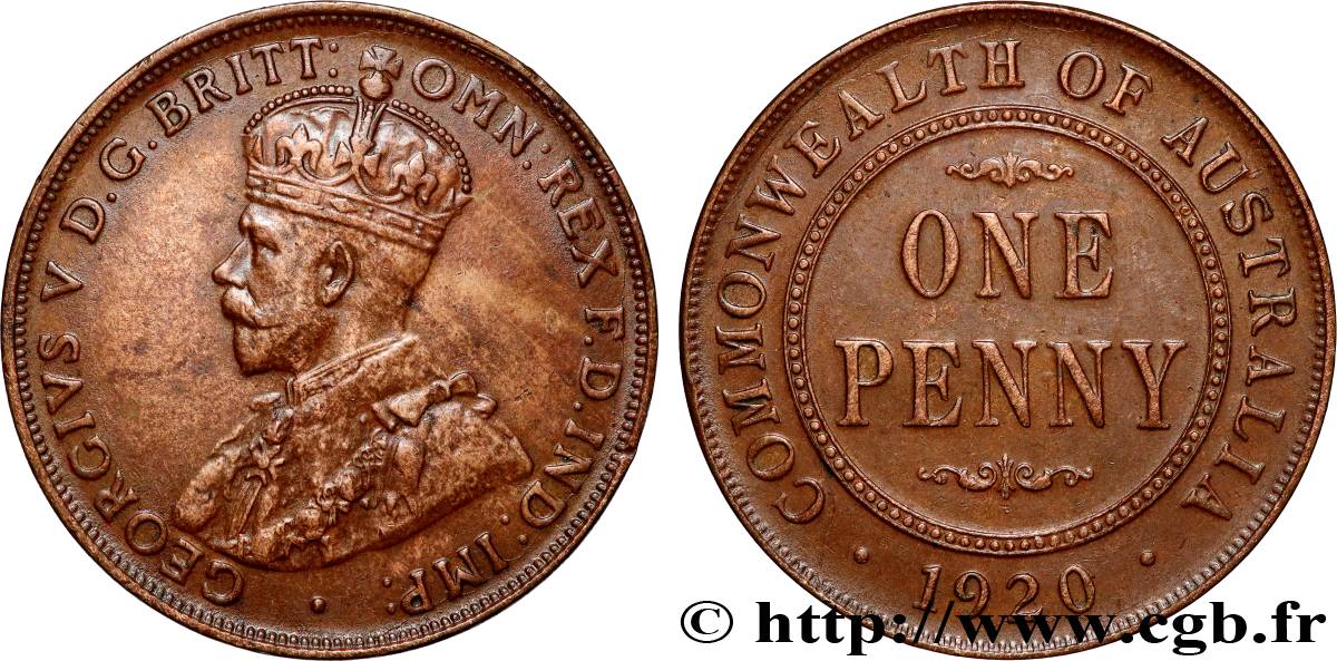 AUSTRALIE 1 Penny Georges V 1920  TTB+ 