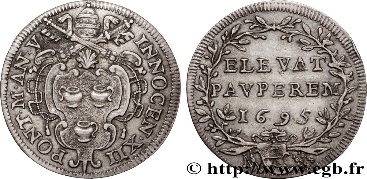 ITALIE - ÉTATS DU PAPE - INNOCENT XII (Antoine Pignatelli) 1 Giulio An V 1695 Rome SUP 