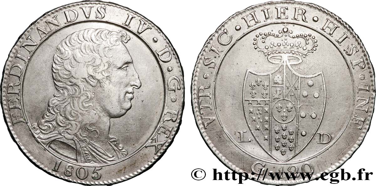 ITALY - KINGDOM OF NAPLES 1 Piastre de 120 Grana 1805  AU 