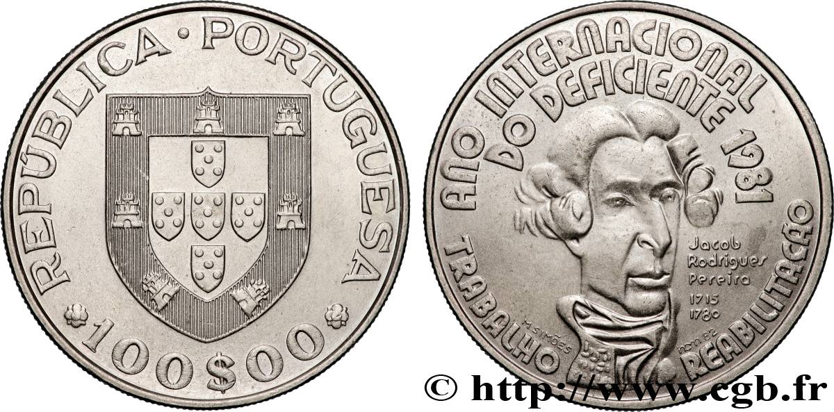 PORTUGAL 100 Escudos année internationale des handicapés 1981 Lisbonne AU 