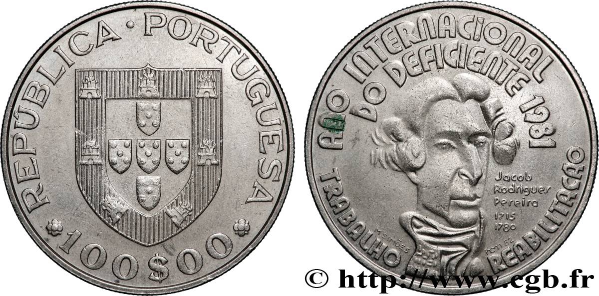 PORTOGALLO 100 Escudos année internationale des handicapés 1981 Lisbonne SPL 