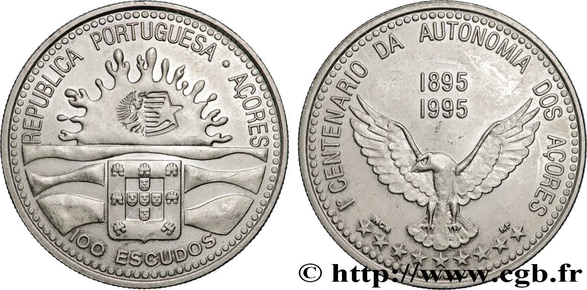 AZORES 100 Escudos Centenaire de l’Autonomie des Açores 1995  AU 