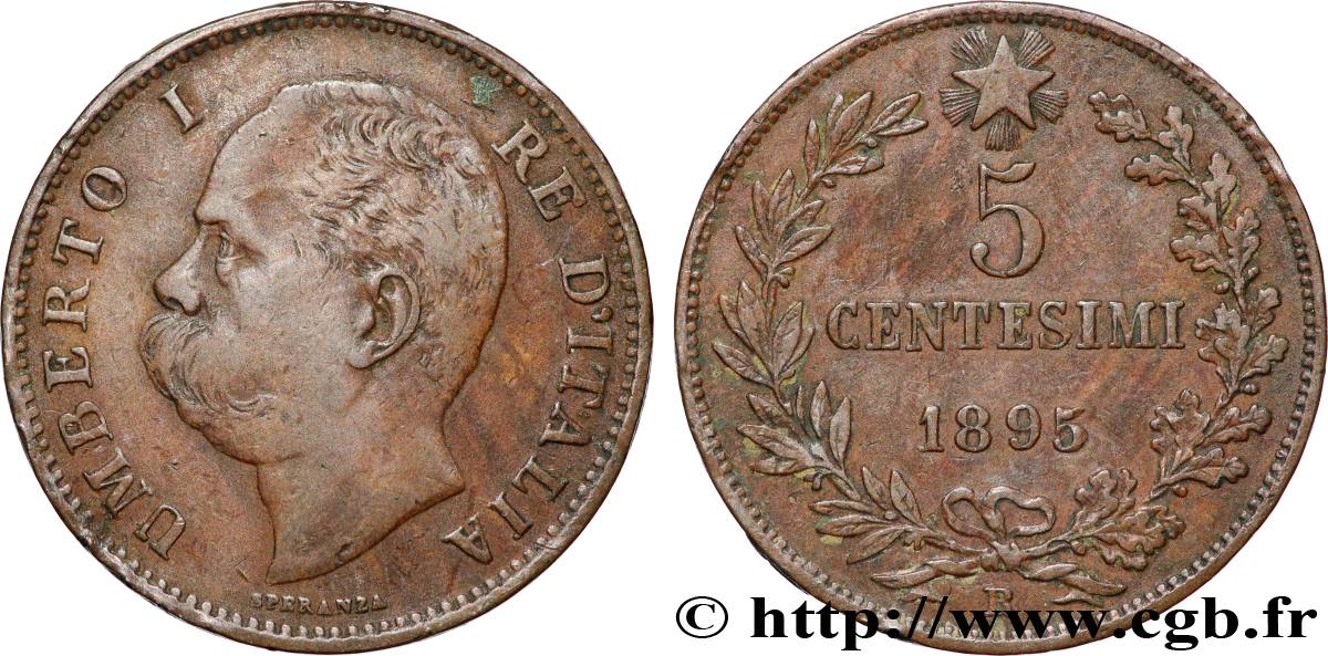 ITALIA 5 Centesimi Humbert Ier 1895 Rome q.BB 