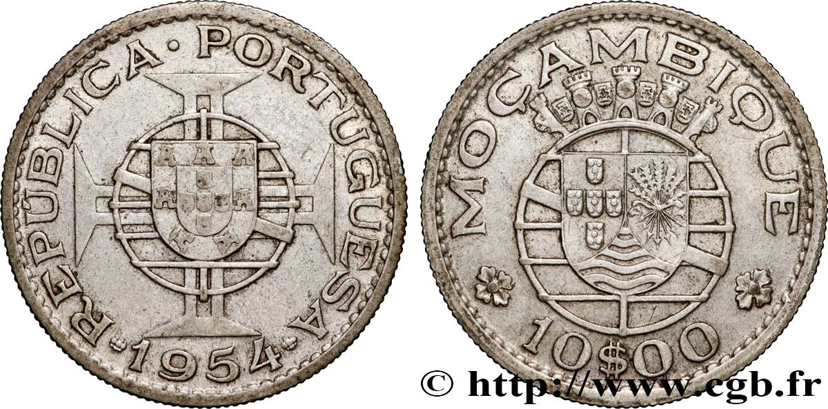 MOZAMBICO 10 Escudos 1954  BB 