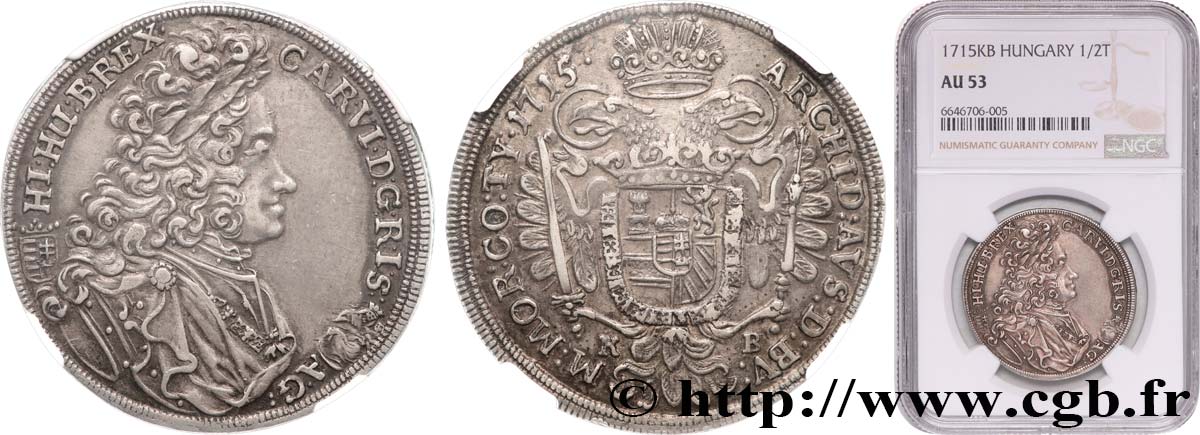 HONGRIE - ROYAUME DE HONGRIE - CHARLES III 1/2 Thaler  1715 Kremnitz TTB53 NGC