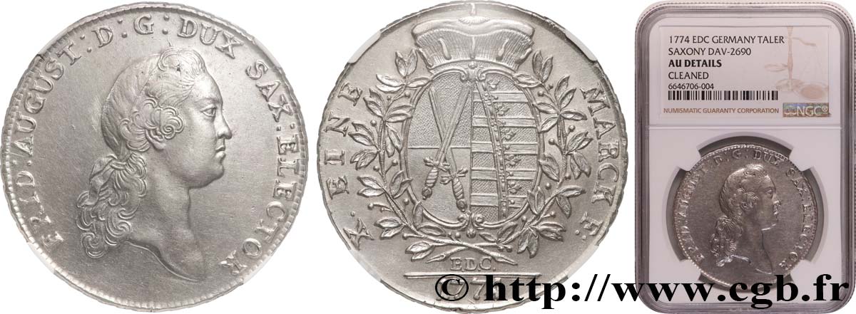 ALLEMAGNE - ÉLECTORAT DE SAXE - FRÉDÉRIC-AUGUSTE III Thaler 1774 Dresde SUP NGC