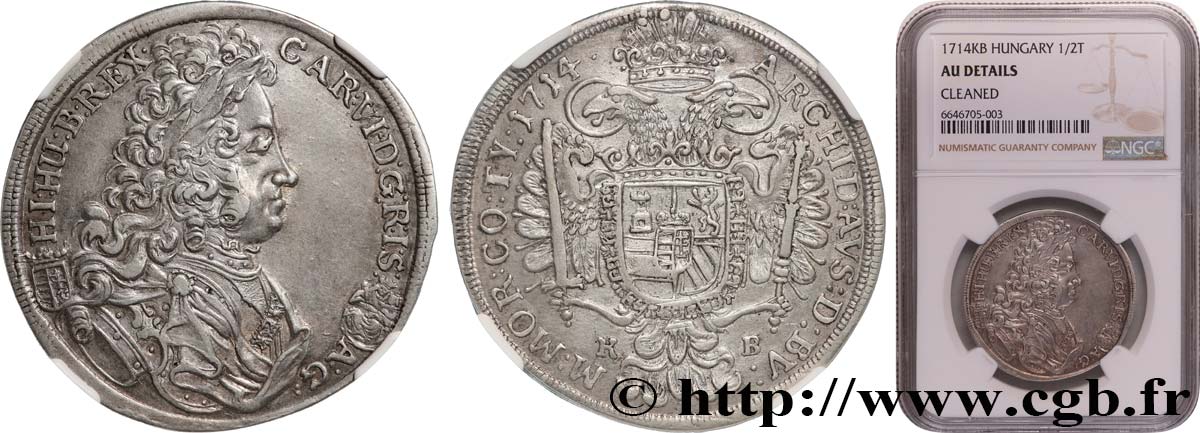 HONGRIE - ROYAUME DE HONGRIE - CHARLES III 1/2 Thaler  1714 Kremnitz SUP NGC