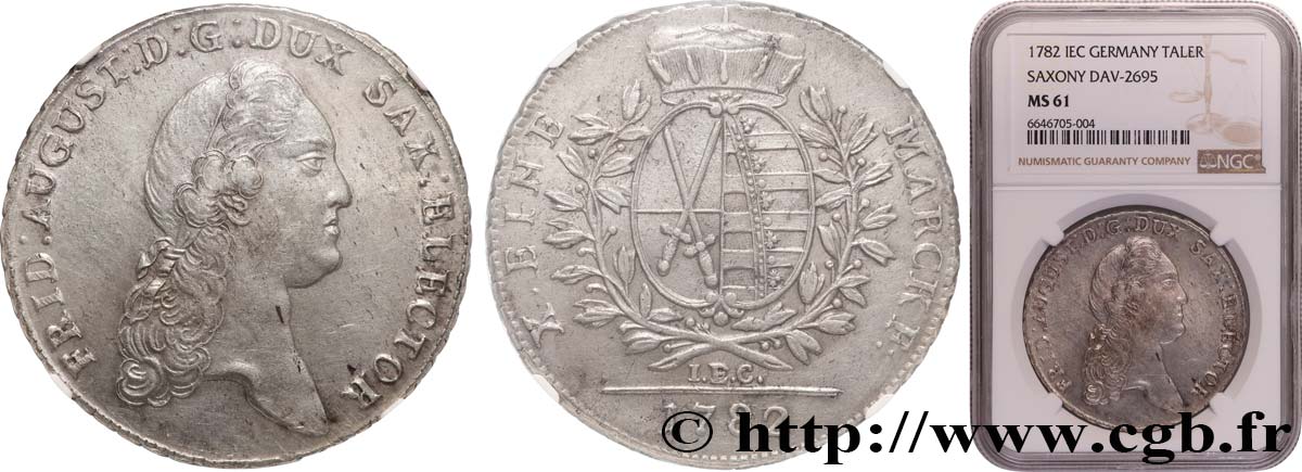 ALLEMAGNE - ÉLECTORAT DE SAXE - FRÉDÉRIC-AUGUSTE III Thaler  1782 Dresde VZ61 NGC